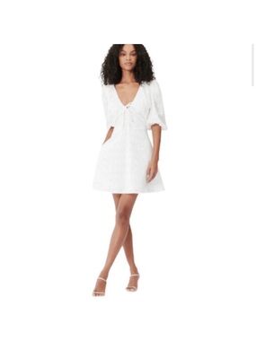 NICHOLAS White V-Neck Tie-Front Mini Dress